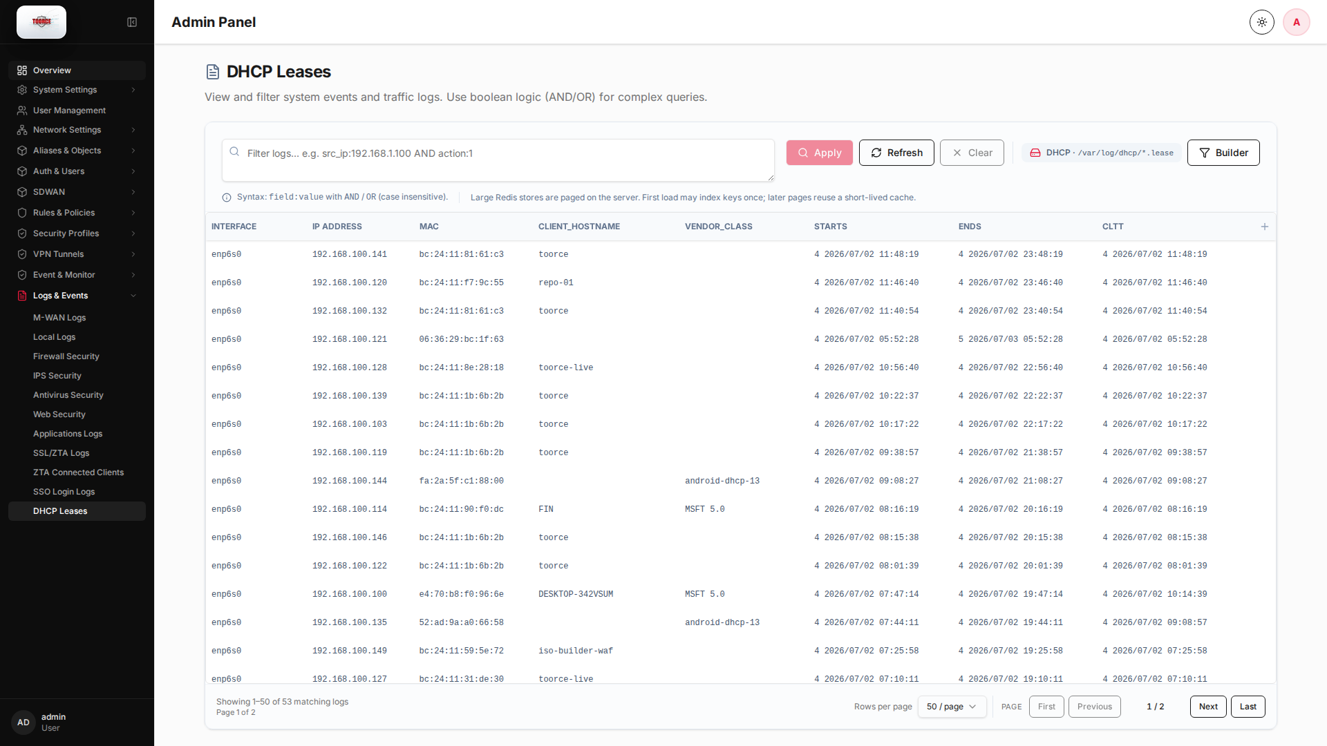 DHCP Leases