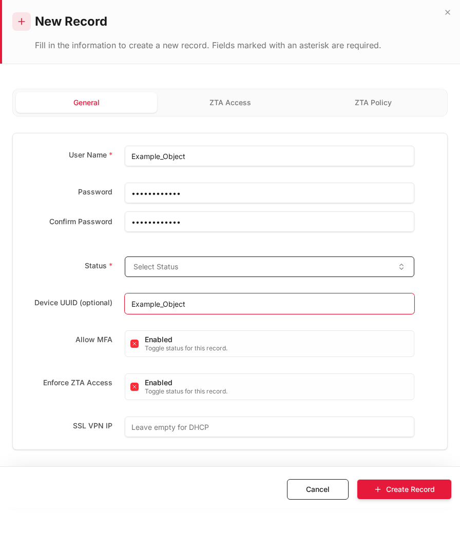 Add form — filled