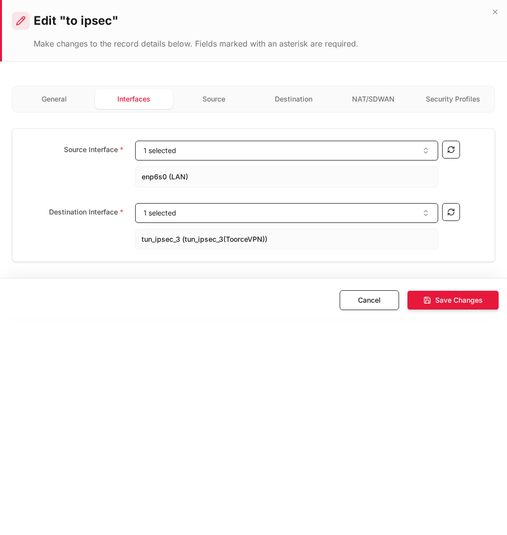 Local → Remote — LAN to VPN interface