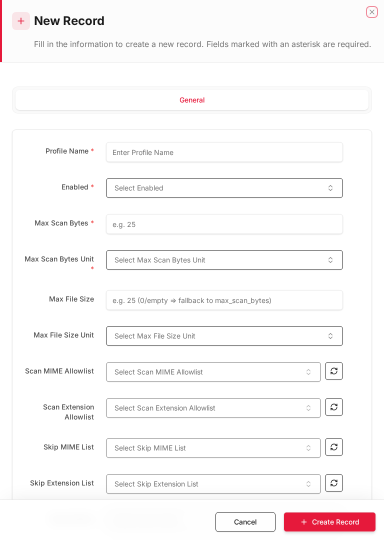 Add form — empty