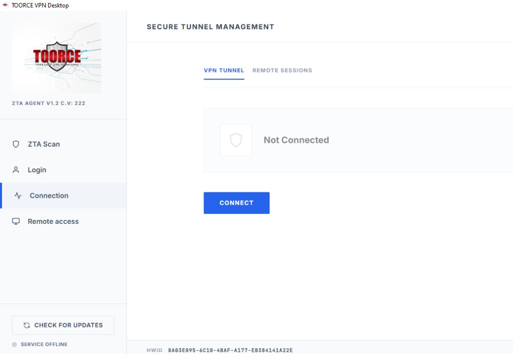 TOORCE ZTA Agent — tunnel connection