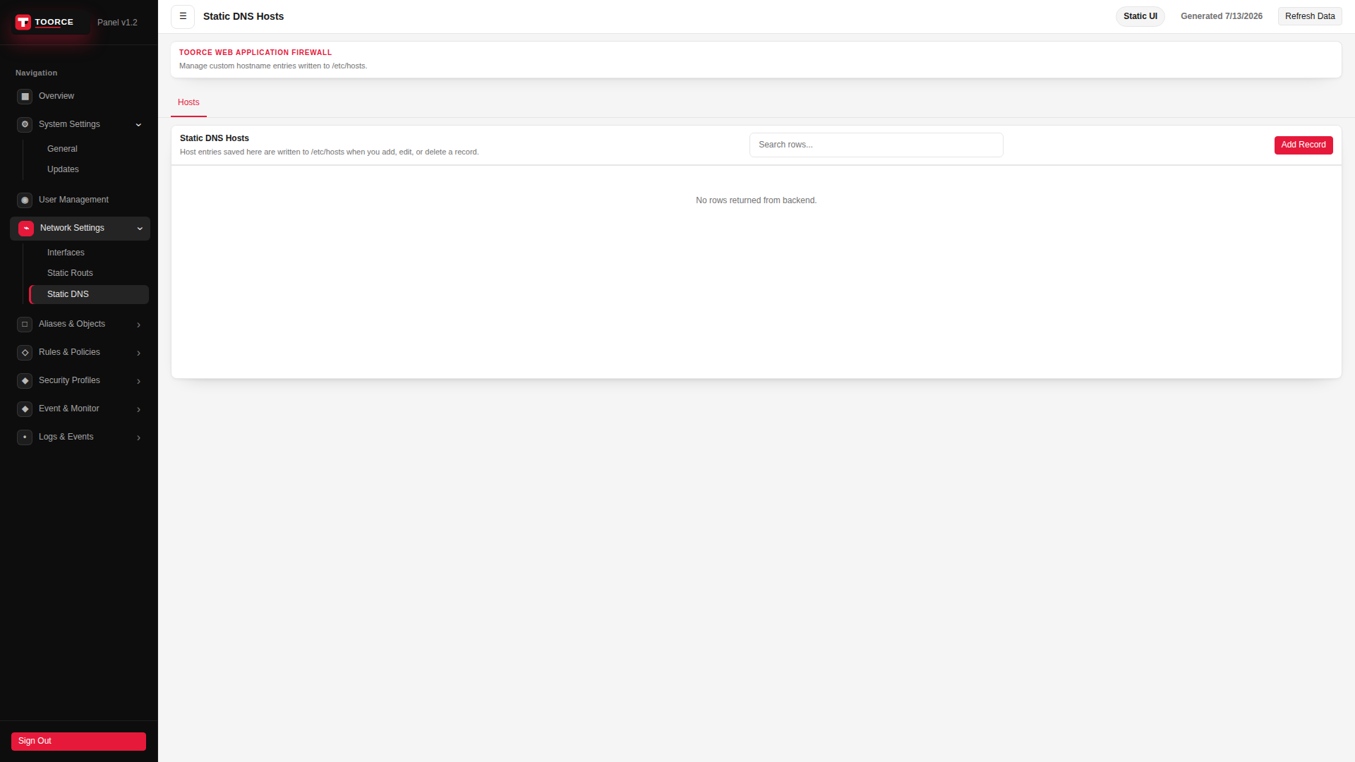 Static DNS