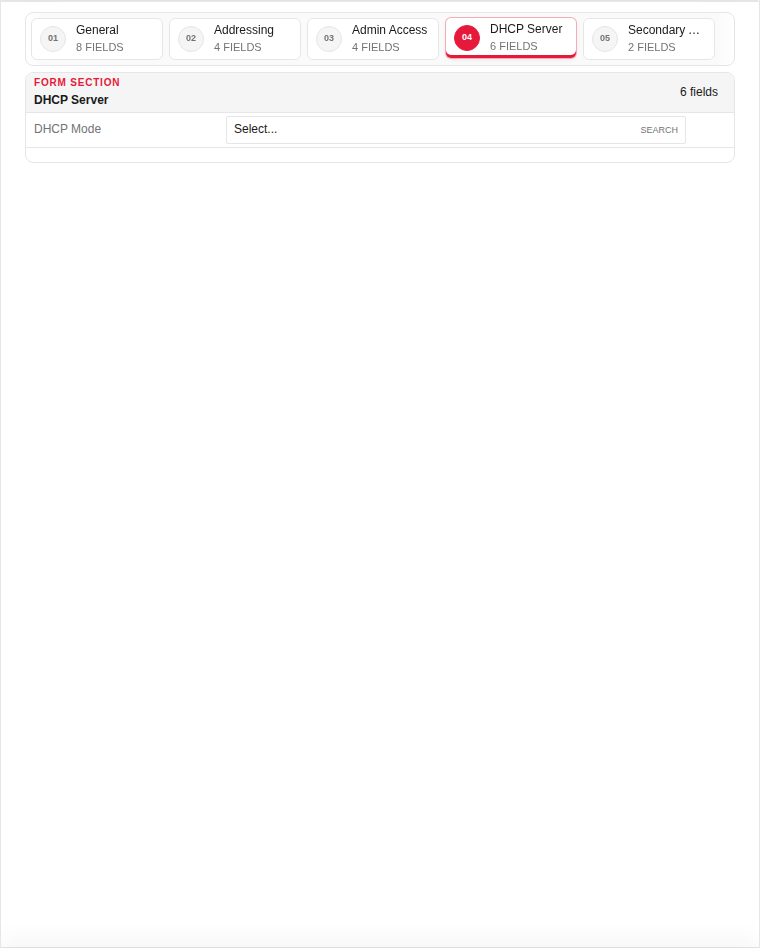 Add — DHCP Server (empty)