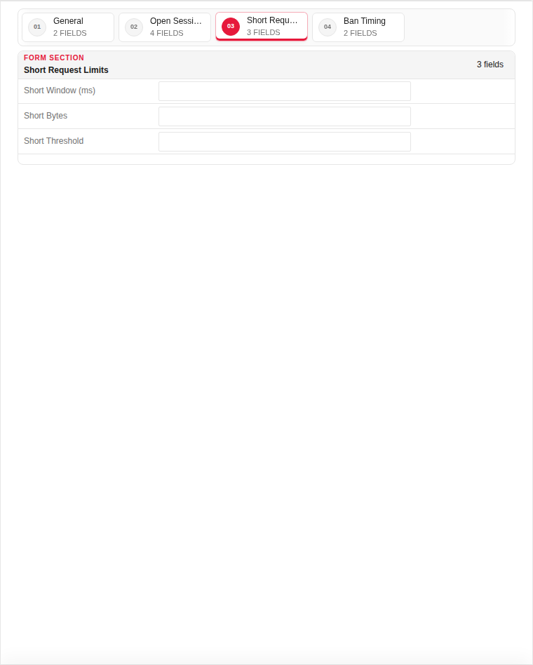 Add — Short Request Limits (empty)