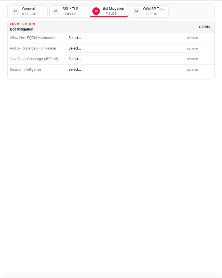 Add — Bot Mitigation (empty)