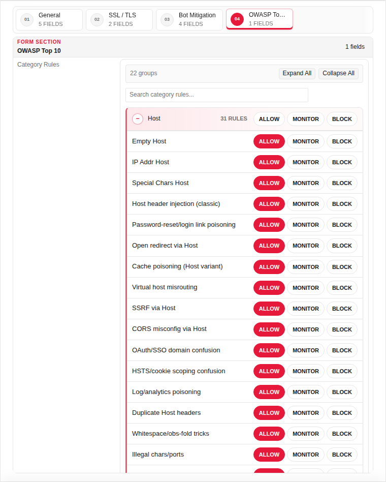 Add — OWASP Top 10 (empty)
