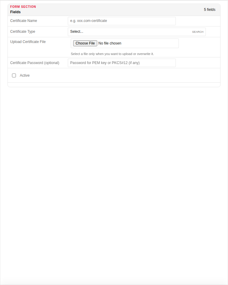 Add form — empty