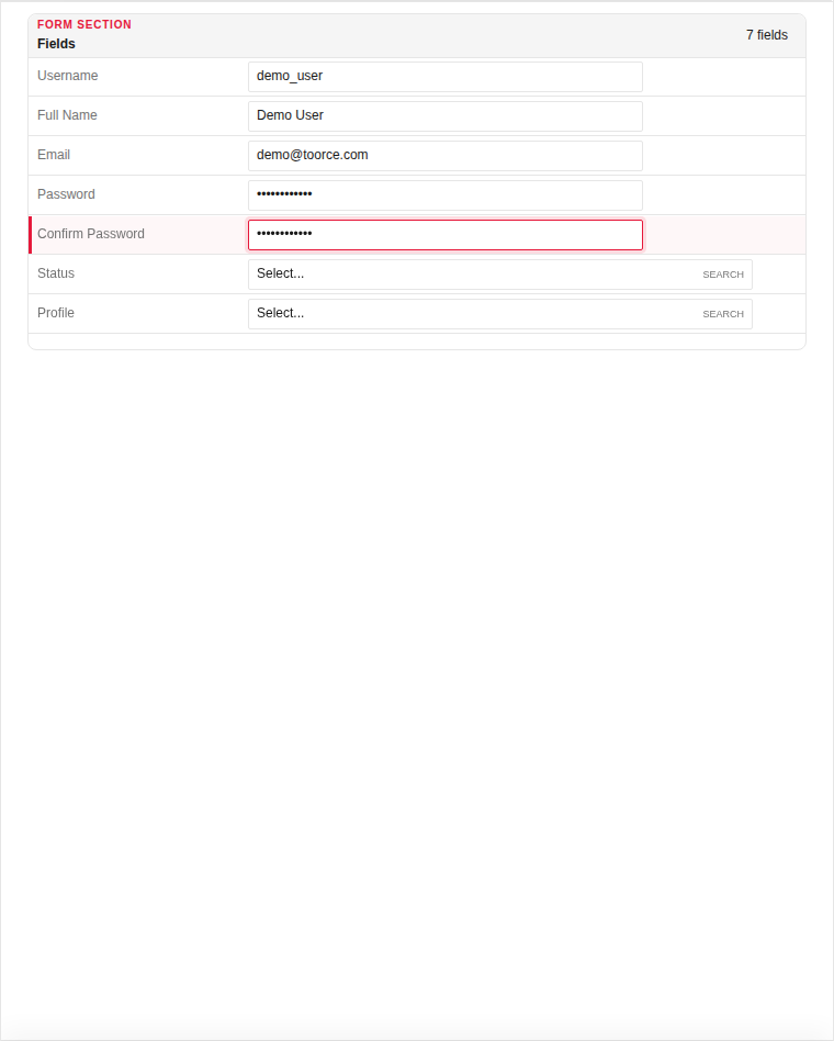 Add form — filled